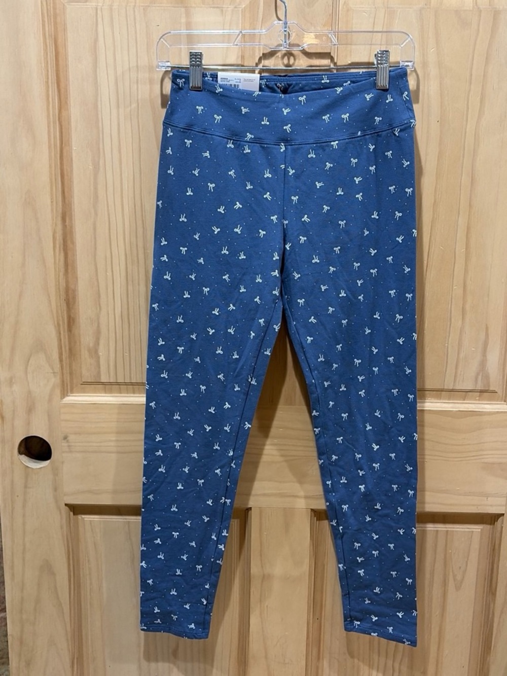 Girls' Palm-Print Blue Stretch Leggings